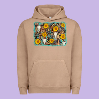 Cow Skull Sunflower Background Urban Hoodie Designed By Adodesignshop