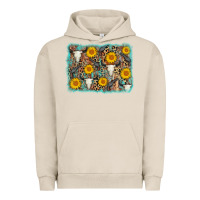 Pigment French Oak cow skull sunflower background Urban Hoodie - AdoDesignShop