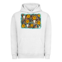 Pigment Lunar Rock cow skull sunflower background Urban Hoodie - AdoDesignShop