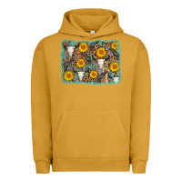 Pigment Peanut Butter cow skull sunflower background Urban Hoodie - AdoDesignShop