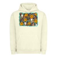 Pigment Pistachio cow skull sunflower background Urban Hoodie - AdoDesignShop