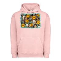 Pigment Salmon cow skull sunflower background Urban Hoodie - AdoDesignShop