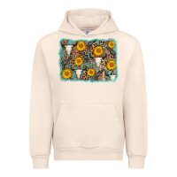 Sandshell cow skull sunflower background Urban Hoodie - AdoDesignShop