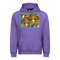 Tulip cow skull sunflower background Urban Hoodie - AdoDesignShop