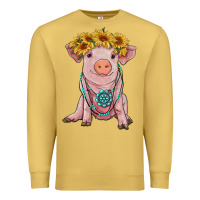 Antique Gold sunflower pig with gemstone Premium Sweatshirt - RanaPortraitStore