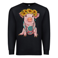 Black sunflower pig with gemstone Premium Sweatshirt - RanaPortraitStore