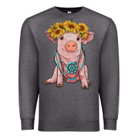Charcoal Heather sunflower pig with gemstone Premium Sweatshirt - RanaPortraitStore