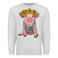 Dove Grey sunflower pig with gemstone Premium Sweatshirt - RanaPortraitStore