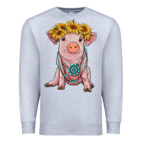 Heather Grey sunflower pig with gemstone Premium Sweatshirt - RanaPortraitStore