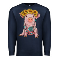 Navy sunflower pig with gemstone Premium Sweatshirt - RanaPortraitStore