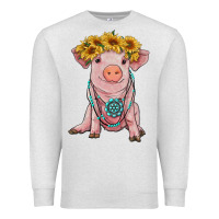 Oatmeal Heather sunflower pig with gemstone Premium Sweatshirt - RanaPortraitStore