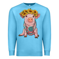 Ocean Blue sunflower pig with gemstone Premium Sweatshirt - RanaPortraitStore