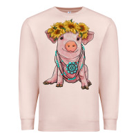 Pale Pink sunflower pig with gemstone Premium Sweatshirt - RanaPortraitStore