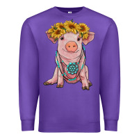 Purple sunflower pig with gemstone Premium Sweatshirt - RanaPortraitStore