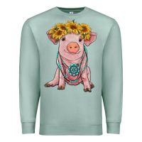 Seafoam sunflower pig with gemstone Premium Sweatshirt - RanaPortraitStore