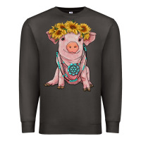 Smoke sunflower pig with gemstone Premium Sweatshirt - RanaPortraitStore