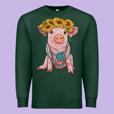 Sunflower Pig With Gemstone Premium Sweatshirt Designed By Ranaportraitstore