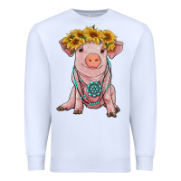 White sunflower pig with gemstone Premium Sweatshirt - RanaPortraitStore
