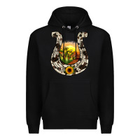 Black horseshoe sunset Premium Hoodie - JahusDesignShop
