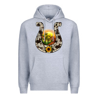 Heather Grey horseshoe sunset Premium Hoodie - JahusDesignShop