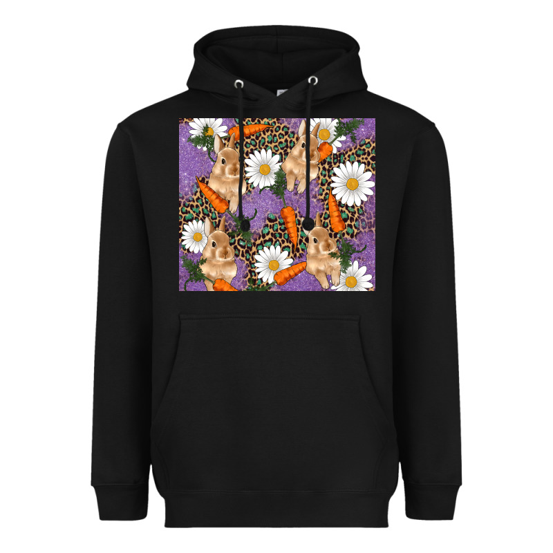 Easter Bunny Carrot Daisys Leopard Glitter Heavyweight Hoodie by RanaPortraitStore | Teevron