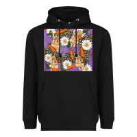 Black easter bunny carrot daisys leopard glitter Heavyweight Hoodie - RanaPortraitStore