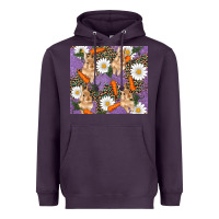 Plum easter bunny carrot daisys leopard glitter Heavyweight Hoodie - RanaPortraitStore