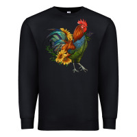 Black rooster with sunflowers Premium Sweatshirt - RanaPortraitStore