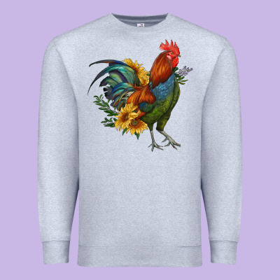 Rooster With Sunflowers Premium Sweatshirt Designed By Ranaportraitstore