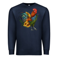 Navy rooster with sunflowers Premium Sweatshirt - RanaPortraitStore