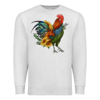 Oatmeal Heather rooster with sunflowers Premium Sweatshirt - RanaPortraitStore