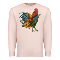 Pale Pink rooster with sunflowers Premium Sweatshirt - RanaPortraitStore
