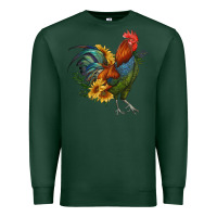 Sports Green rooster with sunflowers Premium Sweatshirt - RanaPortraitStore