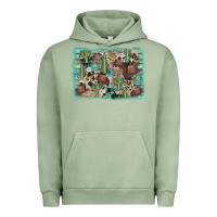 Pigment Oil Green cactus cowboy hat background Urban Hoodie - AdoDesignShop