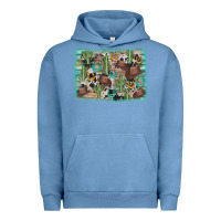 Pigment Pebble Blue cactus cowboy hat background Urban Hoodie - AdoDesignShop