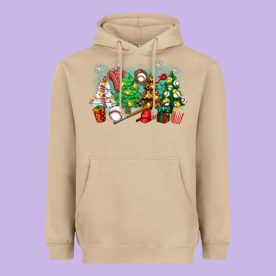 Christmas Trees With Baseball Heavyweight Hoodie Designed By Zillion Design Studio