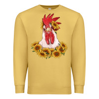 Antique Gold rooster head with sunflowers Premium Sweatshirt - RanaPortraitStore
