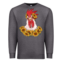 Charcoal Heather rooster head with sunflowers Premium Sweatshirt - RanaPortraitStore