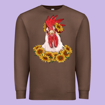 Rooster Head With Sunflowers Premium Sweatshirt Designed By Ranaportraitstore