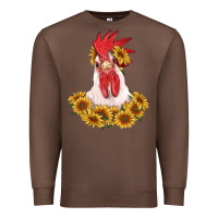 Chestnut rooster head with sunflowers Premium Sweatshirt - RanaPortraitStore