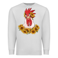 Dove Grey rooster head with sunflowers Premium Sweatshirt - RanaPortraitStore