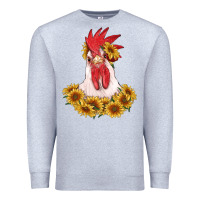 Heather Grey rooster head with sunflowers Premium Sweatshirt - RanaPortraitStore