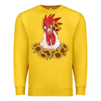 Lemon rooster head with sunflowers Premium Sweatshirt - RanaPortraitStore