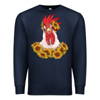 Navy rooster head with sunflowers Premium Sweatshirt - RanaPortraitStore