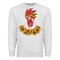 Oatmeal Heather rooster head with sunflowers Premium Sweatshirt - RanaPortraitStore