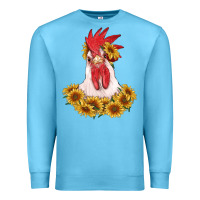 Ocean Blue rooster head with sunflowers Premium Sweatshirt - RanaPortraitStore