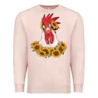 Pale Pink rooster head with sunflowers Premium Sweatshirt - RanaPortraitStore