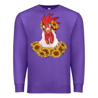 Purple rooster head with sunflowers Premium Sweatshirt - RanaPortraitStore