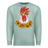 Seafoam rooster head with sunflowers Premium Sweatshirt - RanaPortraitStore
