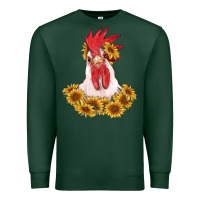 Sports Green rooster head with sunflowers Premium Sweatshirt - RanaPortraitStore